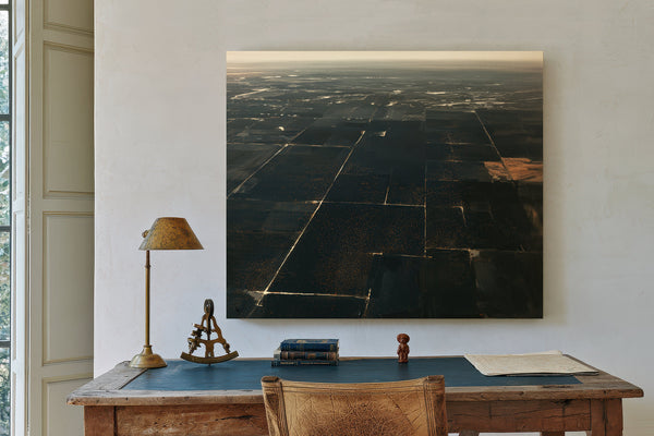 Aerial View Dark Farmland At Dusk by Bella Frye
