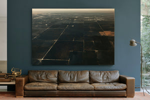 Aerial View Dark Farmland At Dusk by Bella Frye