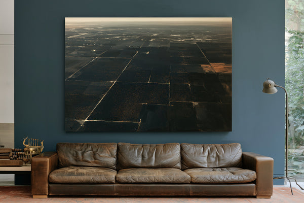 Aerial View Dark Farmland At Dusk by Bella Frye