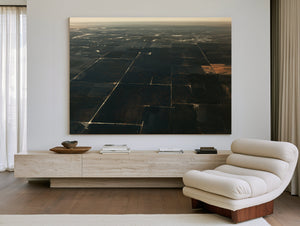 Aerial View Dark Farmland At Dusk by Bella Frye