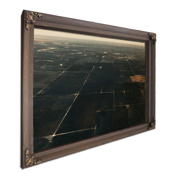 Aerial View Dark Farmland At Dusk by Bella Frye