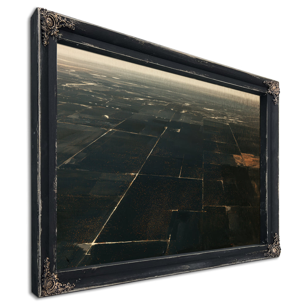 Aerial View Dark Farmland At Dusk by Bella Frye