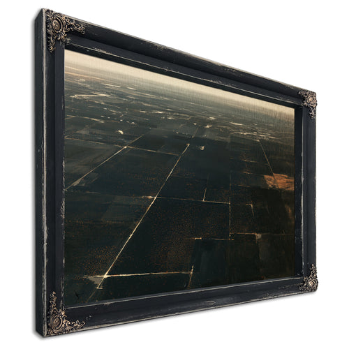 Aerial View Dark Farmland At Dusk by Bella Frye