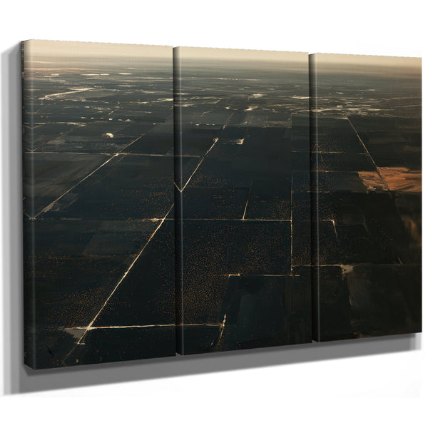Aerial View Dark Farmland At Dusk by Bella Frye