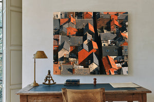 Aerial View Dense Urban Rooftops Sunlight by Bella Frye