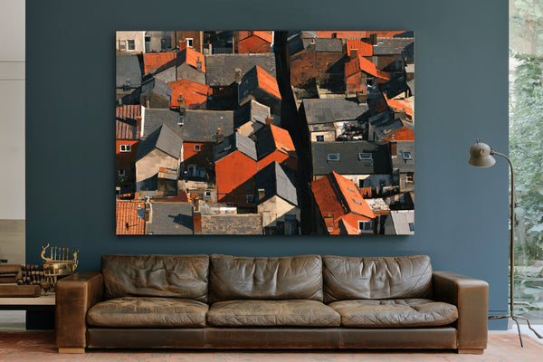 Aerial View Dense Urban Rooftops Sunlight by Bella Frye