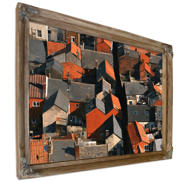 Aerial View Dense Urban Rooftops Sunlight by Bella Frye