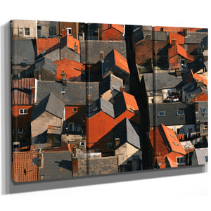 Aerial View Dense Urban Rooftops Sunlight by Bella Frye