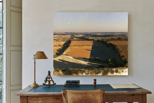 Aerial View Farmland Fields Afternoon Shadow by Bella Frye