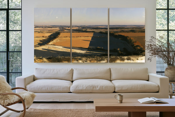 Aerial View Farmland Fields Afternoon Shadow by Bella Frye
