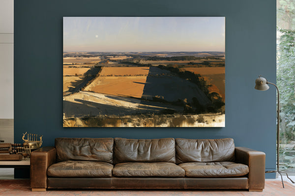 Aerial View Farmland Fields Afternoon Shadow by Bella Frye