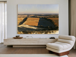 Aerial View Farmland Fields Afternoon Shadow by Bella Frye