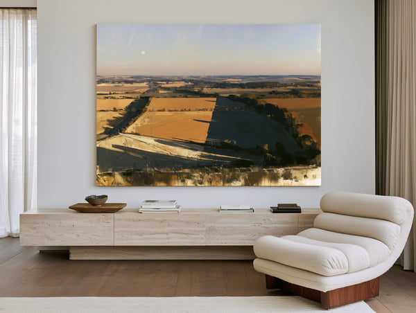 Aerial View Farmland Fields Afternoon Shadow by Bella Frye