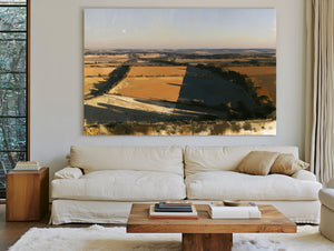 Aerial View Farmland Fields Afternoon Shadow by Bella Frye