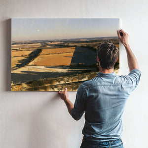 Aerial View Farmland Fields Afternoon Shadow by Bella Frye