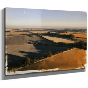 Aerial View Of Farmland At Golden Hour by Bella Frye