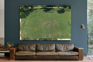 Aerial View Green Soccer Field With Players by Bella Frye