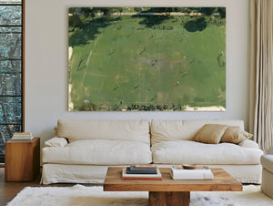 Aerial View Green Soccer Field With Players by Bella Frye