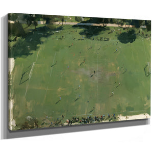 Aerial View Green Soccer Field With Players by Bella Frye