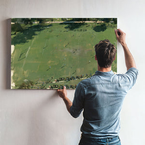 Aerial View Green Soccer Field With Players by Bella Frye