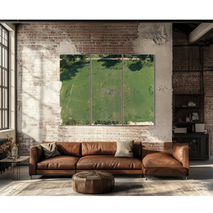 Aerial View Green Soccer Field With Players by Bella Frye