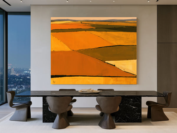 Aerial View Of Harvest Fields At Dusk by Bella Frye