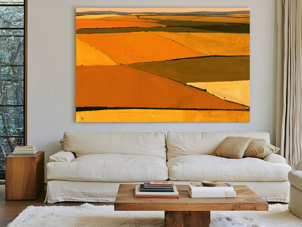 Aerial View Of Harvest Fields At Dusk by Bella Frye