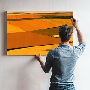 Aerial View Of Harvest Fields At Dusk by Bella Frye