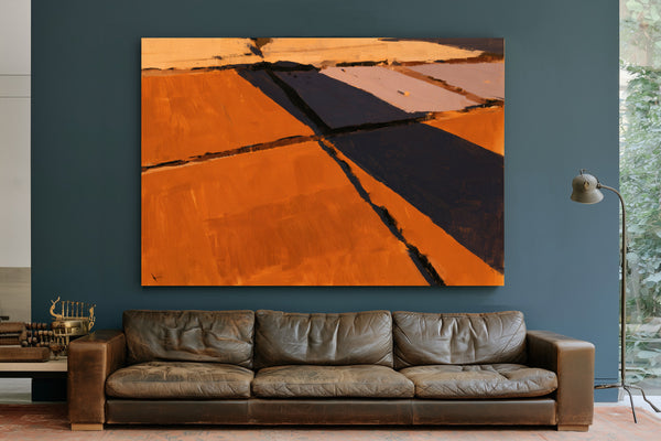 Aerial View Of Harvested Fields At Sunset by Bella Frye