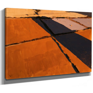 Aerial View Of Harvested Fields At Sunset by Bella Frye