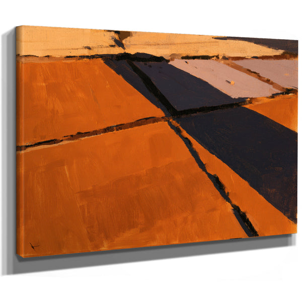 Aerial View Of Harvested Fields At Sunset by Bella Frye