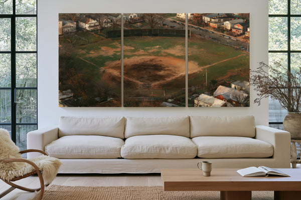Aerial View Neighborhood Baseball Diamond Dusk by Bella Frye