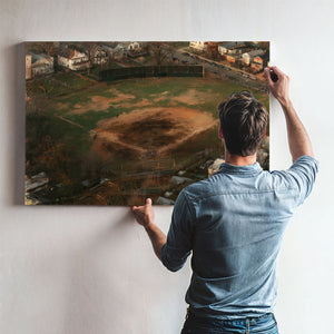 Aerial View Neighborhood Baseball Diamond Dusk by Bella Frye