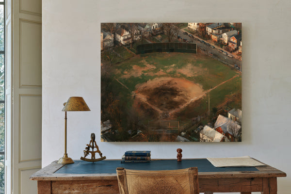 Aerial View Neighborhood Baseball Diamond Dusk by Bella Frye