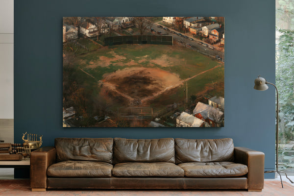 Aerial View Neighborhood Baseball Diamond Dusk by Bella Frye