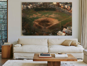 Aerial View Neighborhood Baseball Diamond Dusk by Bella Frye