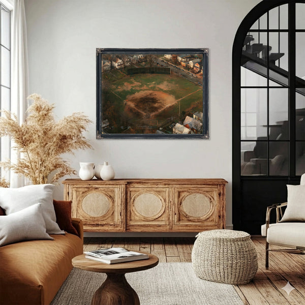 Aerial View Neighborhood Baseball Diamond Dusk by Bella Frye