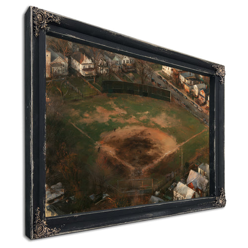 Aerial View Neighborhood Baseball Diamond Dusk by Bella Frye