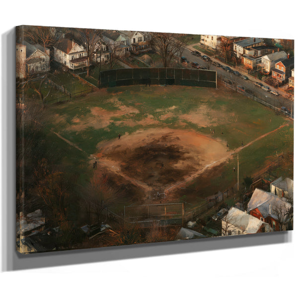 Aerial View Neighborhood Baseball Diamond Dusk by Bella Frye