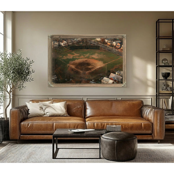 Aerial View Neighborhood Baseball Diamond Dusk by Bella Frye