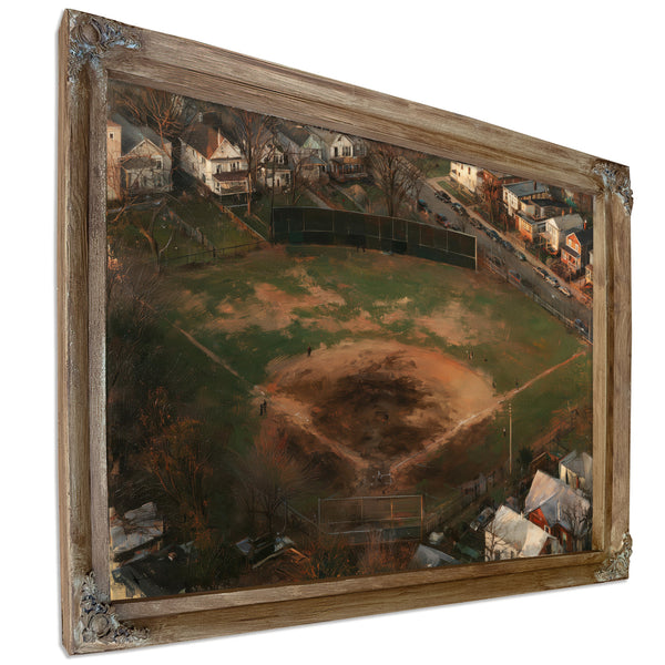 Aerial View Neighborhood Baseball Diamond Dusk by Bella Frye