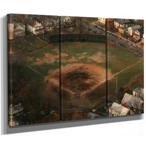 Aerial View Neighborhood Baseball Diamond Dusk by Bella Frye
