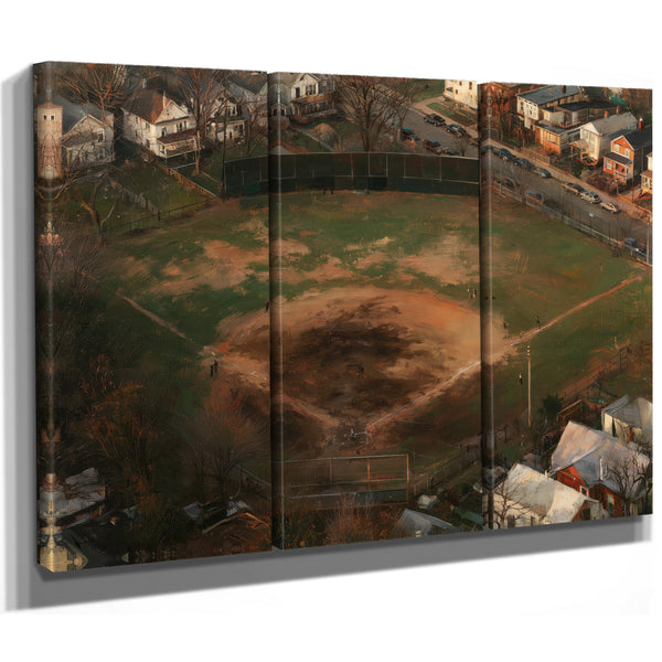Aerial View Neighborhood Baseball Diamond Dusk by Bella Frye