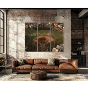 Aerial View Neighborhood Baseball Diamond Dusk by Bella Frye