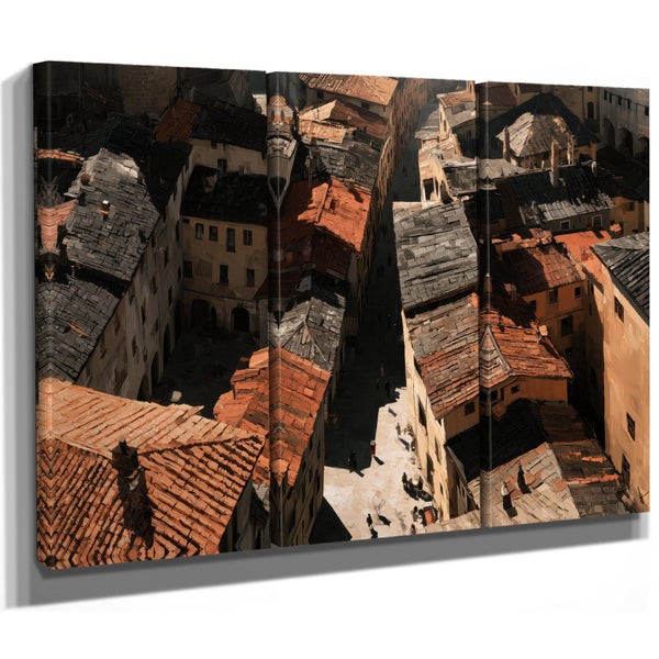 Aerial View Of Old Town Rooftops Sunlit by Bella Frye