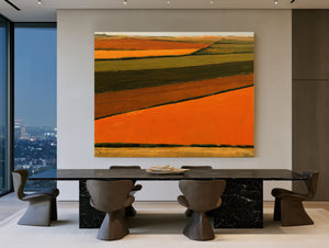 Aerial View Of Orange Harvest Fields by Bella Frye