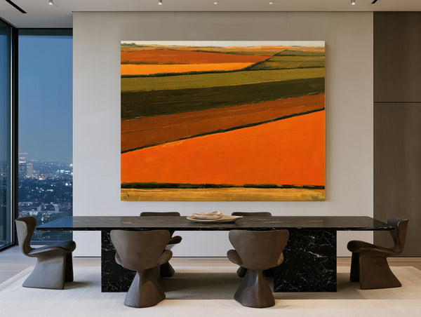 Aerial View Of Orange Harvest Fields by Bella Frye