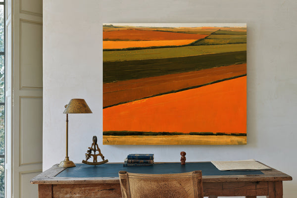 Aerial View Of Orange Harvest Fields by Bella Frye