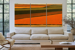 Aerial View Of Orange Harvest Fields by Bella Frye