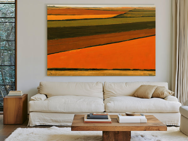 Aerial View Of Orange Harvest Fields by Bella Frye